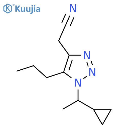 2-1-(1-cyclopropylethyl)-5-propyl-1H-1,2,3-triazol-4-ylacetonitrile structure