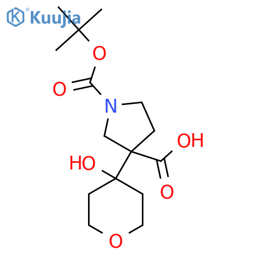 1-(tert-butoxy)carbonyl-3-(4-hydroxyoxan-4-yl)pyrrolidine-3-carboxylic acid structure
