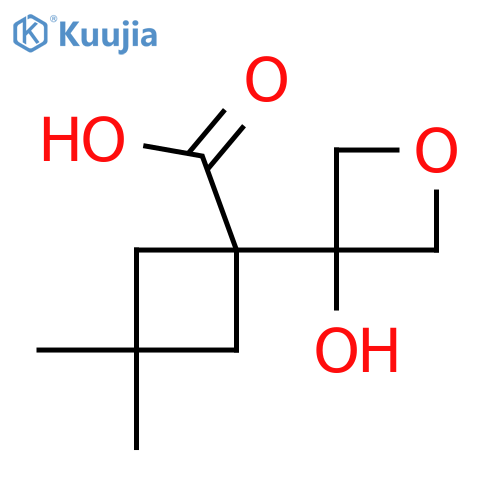 1-(3-hydroxyoxetan-3-yl)-3,3-dimethylcyclobutane-1-carboxylic acid structure