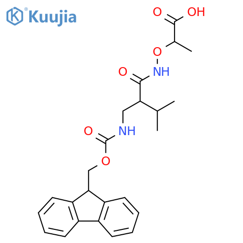 2-({2-({(9H-fluoren-9-yl)methoxycarbonyl}amino)methyl-3-methylbutanamido}oxy)propanoic acid structure