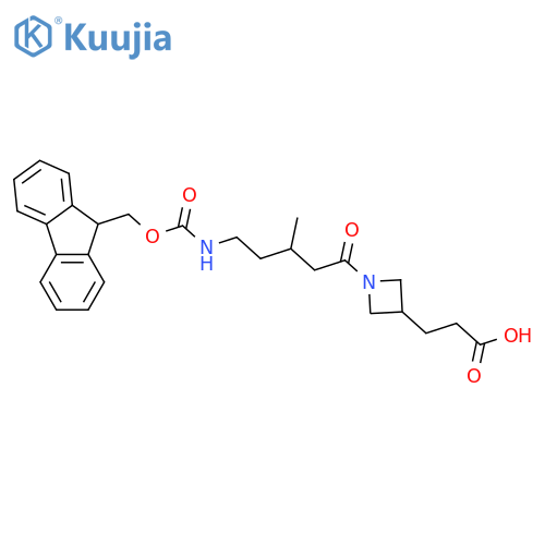 3-{1-5-({(9H-fluoren-9-yl)methoxycarbonyl}amino)-3-methylpentanoylazetidin-3-yl}propanoic acid structure
