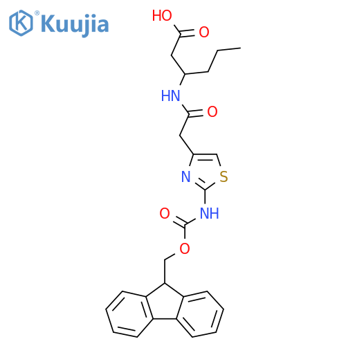 3-{2-2-({(9H-fluoren-9-yl)methoxycarbonyl}amino)-1,3-thiazol-4-ylacetamido}hexanoic acid structure