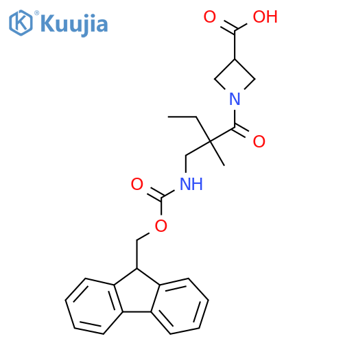 1-{2-({(9H-fluoren-9-yl)methoxycarbonyl}amino)methyl-2-methylbutanoyl}azetidine-3-carboxylic acid structure