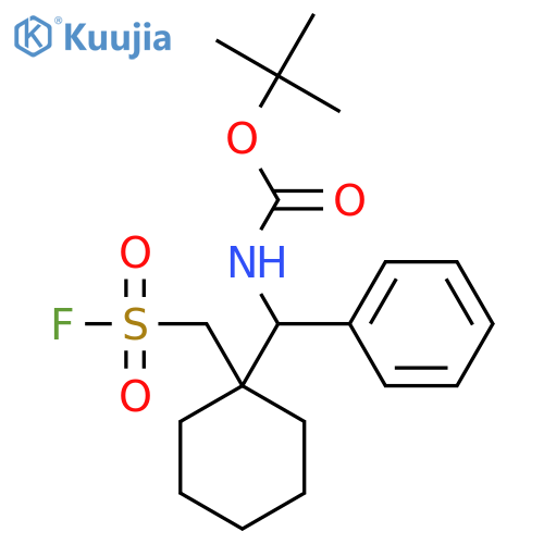 tert-butyl N-({1-(fluorosulfonyl)methylcyclohexyl}(phenyl)methyl)carbamate structure