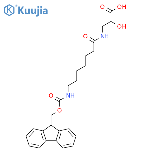 3-7-({(9H-fluoren-9-yl)methoxycarbonyl}amino)heptanamido-2-hydroxypropanoic acid structure