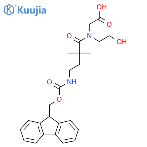 2-4-({(9H-fluoren-9-yl)methoxycarbonyl}amino)-N-(2-hydroxyethyl)-2,2-dimethylbutanamidoacetic acid structure