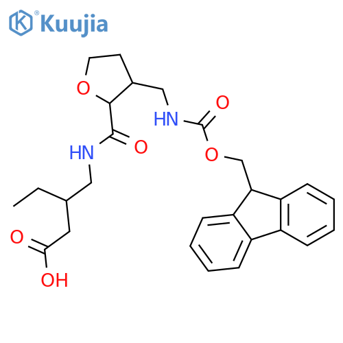 3-({3-({(9H-fluoren-9-yl)methoxycarbonyl}amino)methyloxolan-2-yl}formamido)methylpentanoic acid structure