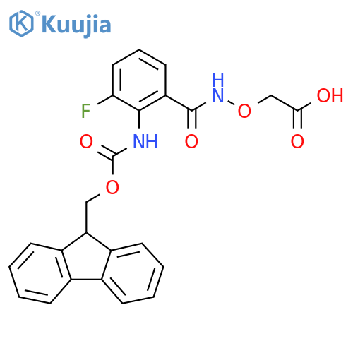 2-({2-({(9H-fluoren-9-yl)methoxycarbonyl}amino)-3-fluorophenylformamido}oxy)acetic acid structure