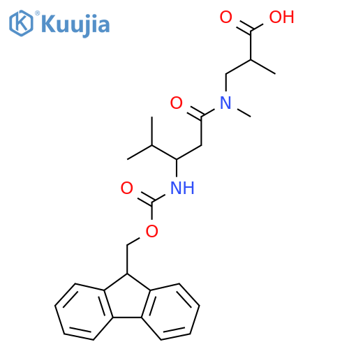 3-3-({(9H-fluoren-9-yl)methoxycarbonyl}amino)-N,4-dimethylpentanamido-2-methylpropanoic acid structure