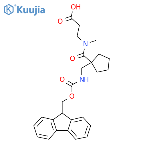 3-(1-{1-({(9H-fluoren-9-yl)methoxycarbonyl}amino)methylcyclopentyl}-N-methylformamido)propanoic acid structure
