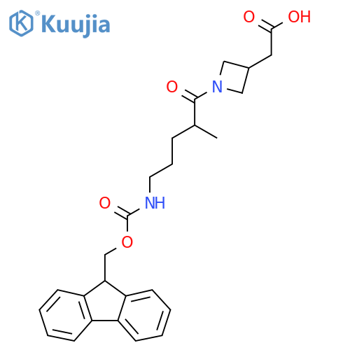 2-{1-5-({(9H-fluoren-9-yl)methoxycarbonyl}amino)-2-methylpentanoylazetidin-3-yl}acetic acid structure
