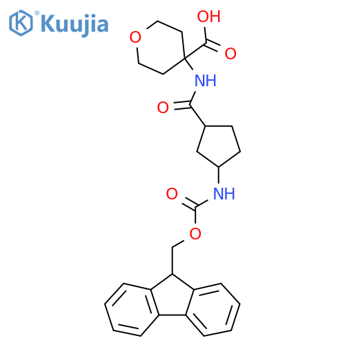 4-3-({(9H-fluoren-9-yl)methoxycarbonyl}amino)cyclopentaneamidooxane-4-carboxylic acid structure