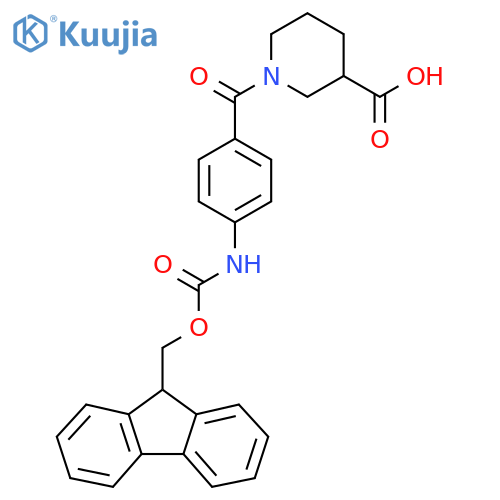 1-4-({(9H-fluoren-9-yl)methoxycarbonyl}amino)benzoylpiperidine-3-carboxylic acid structure