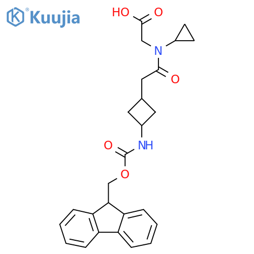 2-{N-cyclopropyl-2-3-({(9H-fluoren-9-yl)methoxycarbonyl}amino)cyclobutylacetamido}acetic acid structure