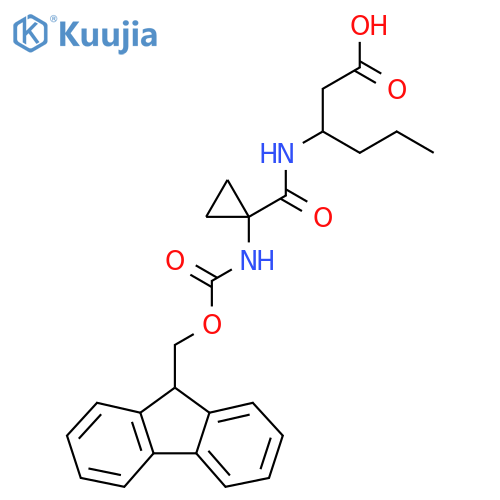 3-{1-({(9H-fluoren-9-yl)methoxycarbonyl}amino)cyclopropylformamido}hexanoic acid structure