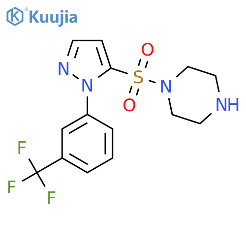 1-({1-[3-(trifluoromethyl)phenyl]-1H-pyrazol-5-yl}sulfonyl)piperazine structure