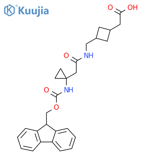 2-3-({2-1-({(9H-fluoren-9-yl)methoxycarbonyl}amino)cyclopropylacetamido}methyl)cyclobutylacetic acid structure