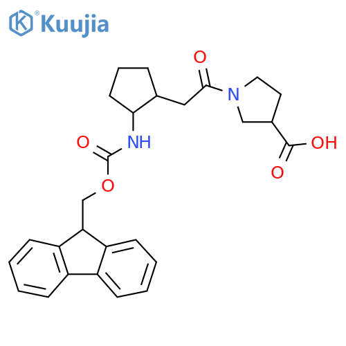 1-{2-2-({(9H-fluoren-9-yl)methoxycarbonyl}amino)cyclopentylacetyl}pyrrolidine-3-carboxylic acid structure