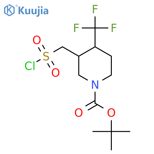 tert-butyl 3-(chlorosulfonyl)methyl-4-(trifluoromethyl)piperidine-1-carboxylate structure