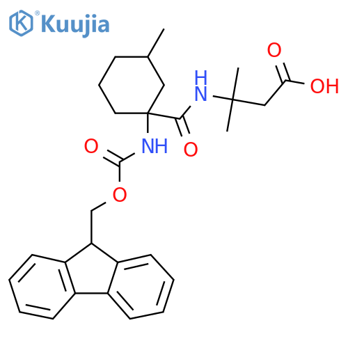 3-{1-({(9H-fluoren-9-yl)methoxycarbonyl}amino)-3-methylcyclohexylformamido}-3-methylbutanoic acid structure