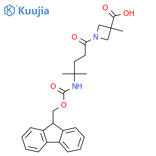 1-4-({(9H-fluoren-9-yl)methoxycarbonyl}amino)-4-methylpentanoyl-3-methylazetidine-3-carboxylic acid structure