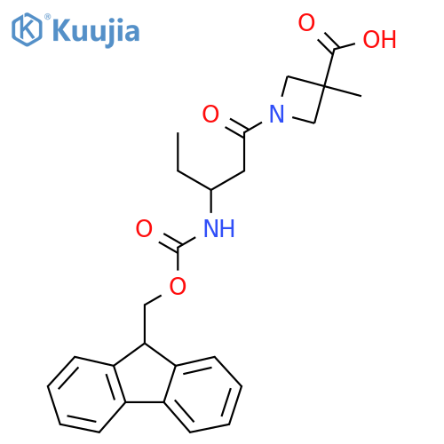 1-3-({(9H-fluoren-9-yl)methoxycarbonyl}amino)pentanoyl-3-methylazetidine-3-carboxylic acid structure