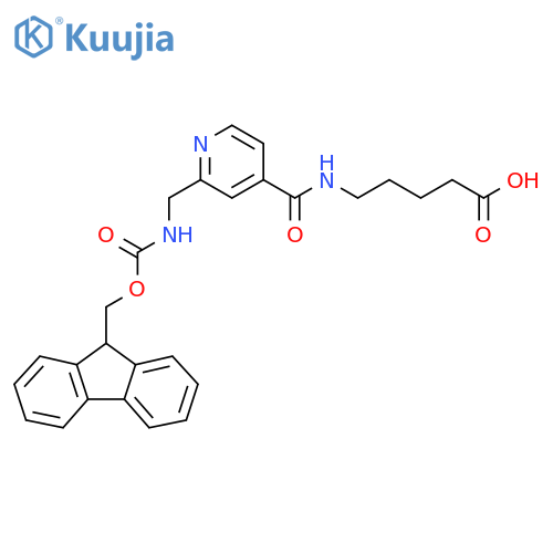 5-({2-({(9H-fluoren-9-yl)methoxycarbonyl}amino)methylpyridin-4-yl}formamido)pentanoic acid structure