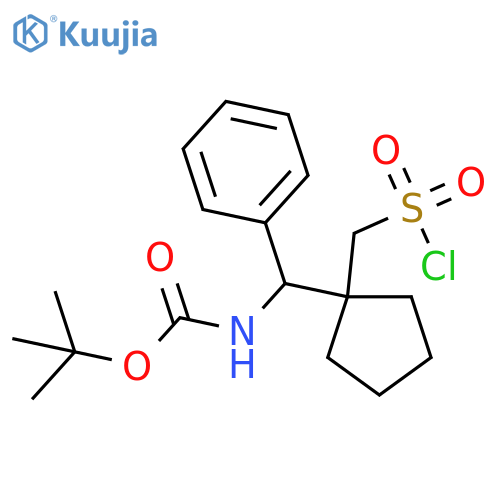 tert-butyl N-({1-(chlorosulfonyl)methylcyclopentyl}(phenyl)methyl)carbamate structure