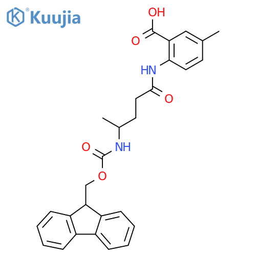 2-4-({(9H-fluoren-9-yl)methoxycarbonyl}amino)pentanamido-5-methylbenzoic acid structure