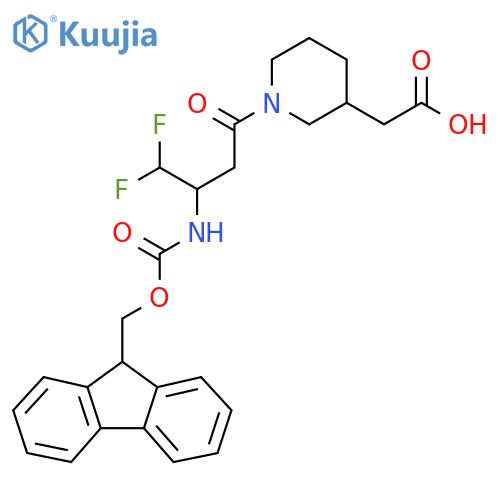 2-{1-3-({(9H-fluoren-9-yl)methoxycarbonyl}amino)-4,4-difluorobutanoylpiperidin-3-yl}acetic acid structure