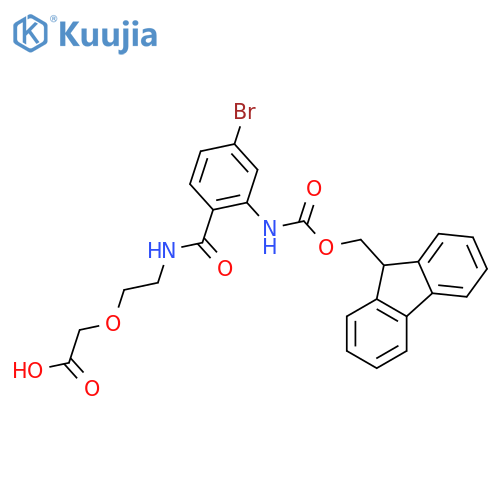 2-(2-{4-bromo-2-({(9H-fluoren-9-yl)methoxycarbonyl}amino)phenylformamido}ethoxy)acetic acid structure