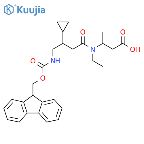 3-3-cyclopropyl-N-ethyl-4-({(9H-fluoren-9-yl)methoxycarbonyl}amino)butanamidobutanoic acid structure