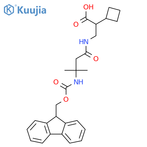2-cyclobutyl-3-3-({(9H-fluoren-9-yl)methoxycarbonyl}amino)-3-methylbutanamidopropanoic acid structure