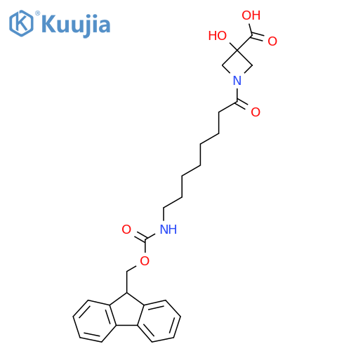 1-8-({(9H-fluoren-9-yl)methoxycarbonyl}amino)octanoyl-3-hydroxyazetidine-3-carboxylic acid structure