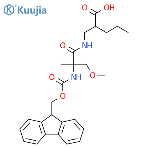 2-{2-({(9H-fluoren-9-yl)methoxycarbonyl}amino)-2-(methoxymethyl)propanamidomethyl}pentanoic acid structure