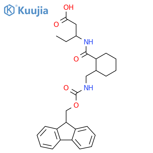 3-({2-({(9H-fluoren-9-yl)methoxycarbonyl}amino)methylcyclohexyl}formamido)pentanoic acid structure