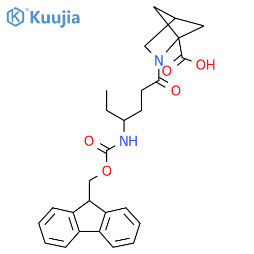 2-4-({(9H-fluoren-9-yl)methoxycarbonyl}amino)hexanoyl-2-azabicyclo2.1.1hexane-1-carboxylic acid structure