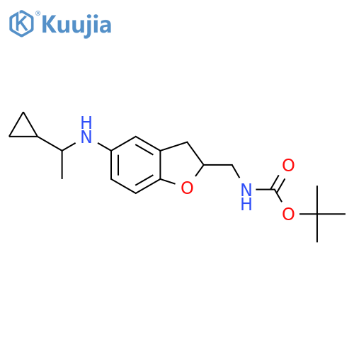 tert-butyl N-({5-(1-cyclopropylethyl)amino-2,3-dihydro-1-benzofuran-2-yl}methyl)carbamate structure
