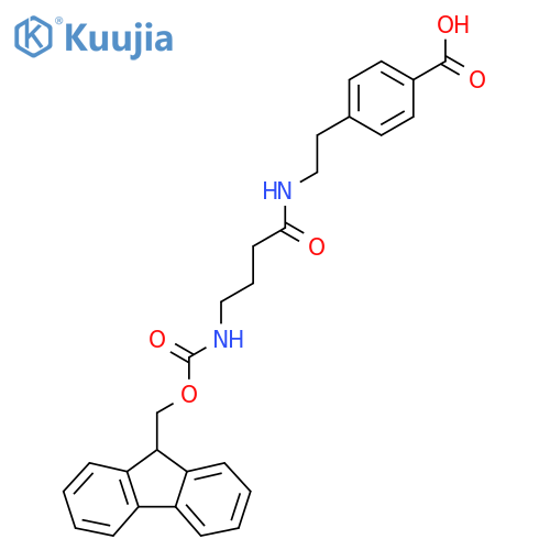 4-{2-4-({(9H-fluoren-9-yl)methoxycarbonyl}amino)butanamidoethyl}benzoic acid structure