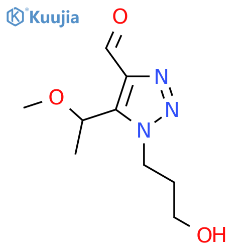 1-(3-hydroxypropyl)-5-(1-methoxyethyl)-1H-1,2,3-triazole-4-carbaldehyde structure