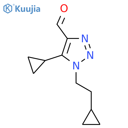 5-cyclopropyl-1-(2-cyclopropylethyl)-1H-1,2,3-triazole-4-carbaldehyde structure