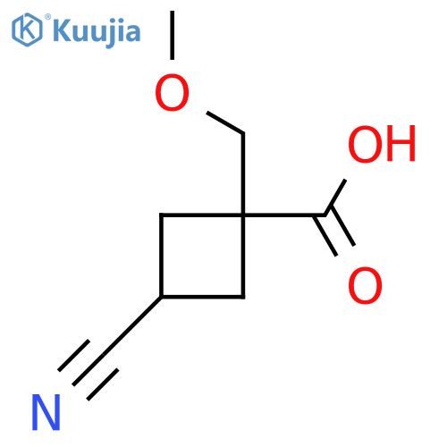 3-cyano-1-(methoxymethyl)cyclobutane-1-carboxylic acid structure