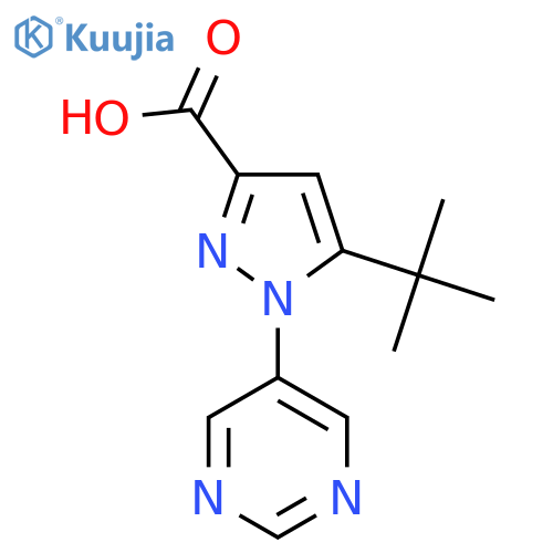 5-tert-butyl-1-(pyrimidin-5-yl)-1H-pyrazole-3-carboxylic acid structure