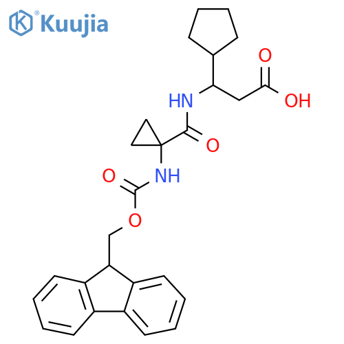 3-cyclopentyl-3-{1-({(9H-fluoren-9-yl)methoxycarbonyl}amino)cyclopropylformamido}propanoic acid structure