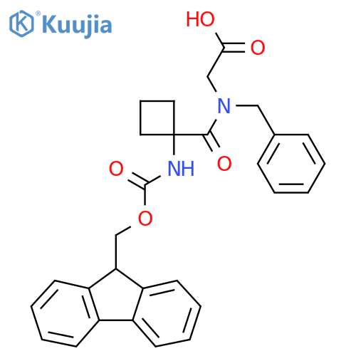 2-{N-benzyl-1-1-({(9H-fluoren-9-yl)methoxycarbonyl}amino)cyclobutylformamido}acetic acid structure