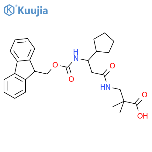 3-3-cyclopentyl-3-({(9H-fluoren-9-yl)methoxycarbonyl}amino)propanamido-2,2-dimethylpropanoic acid structure