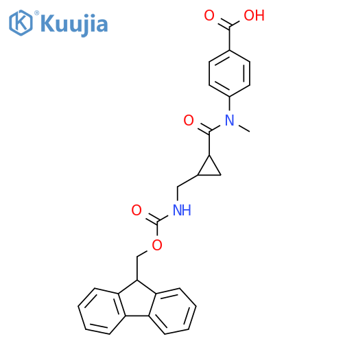 4-{N-methyl2-({(9H-fluoren-9-yl)methoxycarbonyl}amino)methylcyclopropaneamido}benzoic acid structure