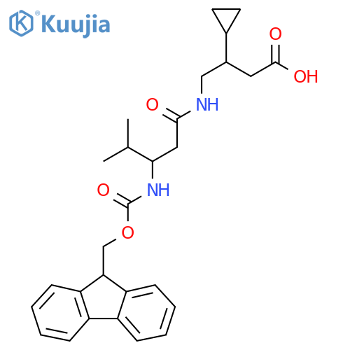3-cyclopropyl-4-3-({(9H-fluoren-9-yl)methoxycarbonyl}amino)-4-methylpentanamidobutanoic acid structure
