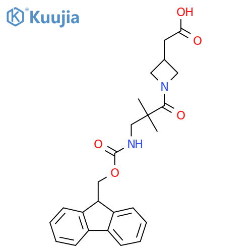 2-{1-3-({(9H-fluoren-9-yl)methoxycarbonyl}amino)-2,2-dimethylpropanoylazetidin-3-yl}acetic acid structure