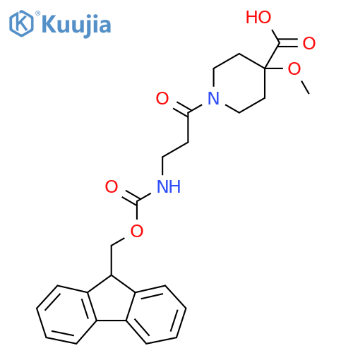 1-3-({(9H-fluoren-9-yl)methoxycarbonyl}amino)propanoyl-4-methoxypiperidine-4-carboxylic acid structure